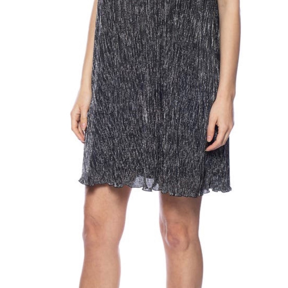 Marina metallic mock neck shift dress black in 10 and 12